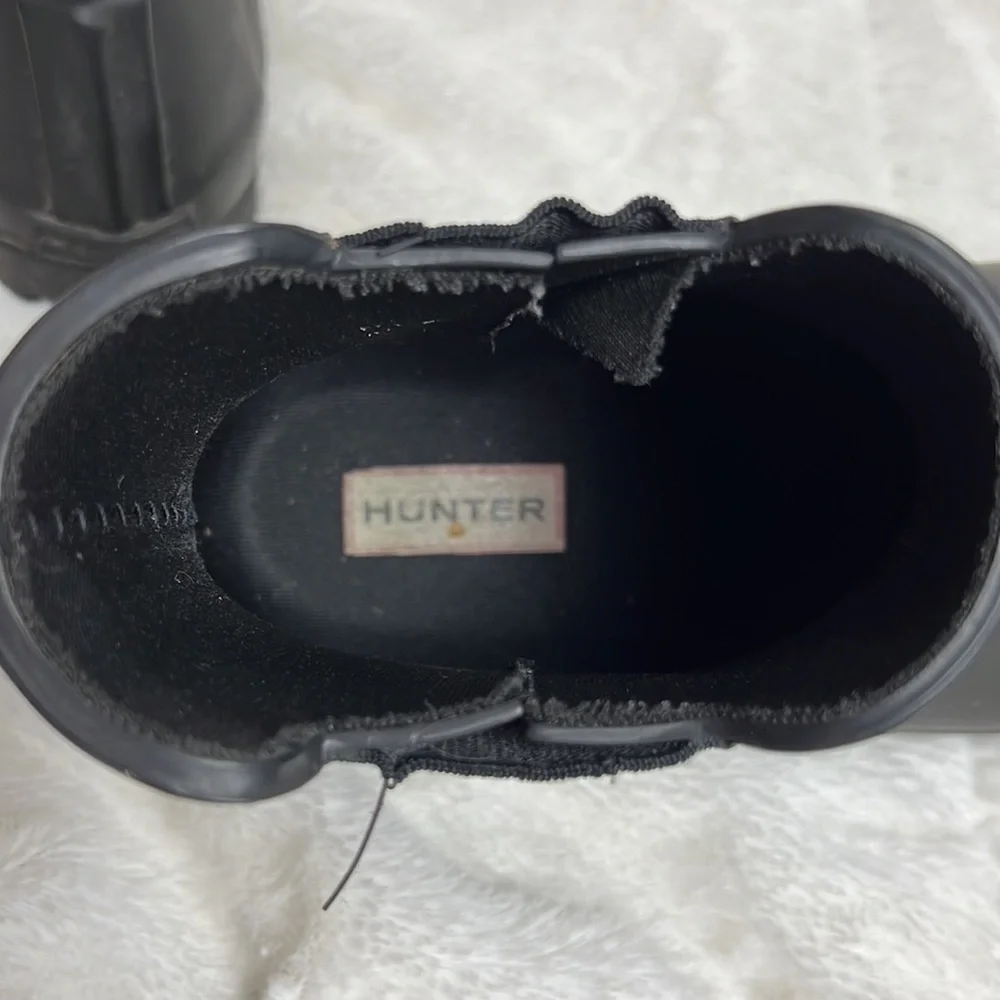 Hunter Women’s Black Refined Slim Fit Chelsea Ankle Rubber Boots Shoes - Sz 9/40